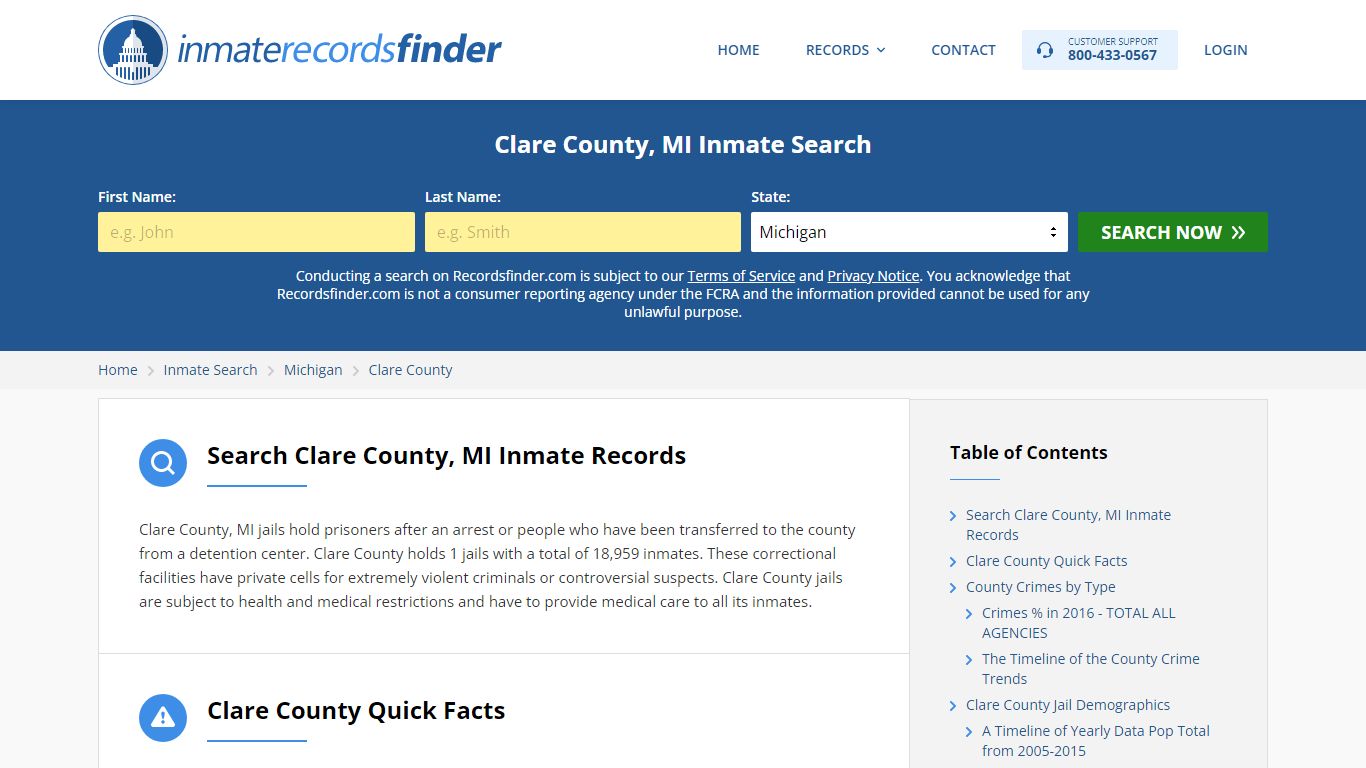 Clare County, MI Inmate Lookup & Jail Records Online