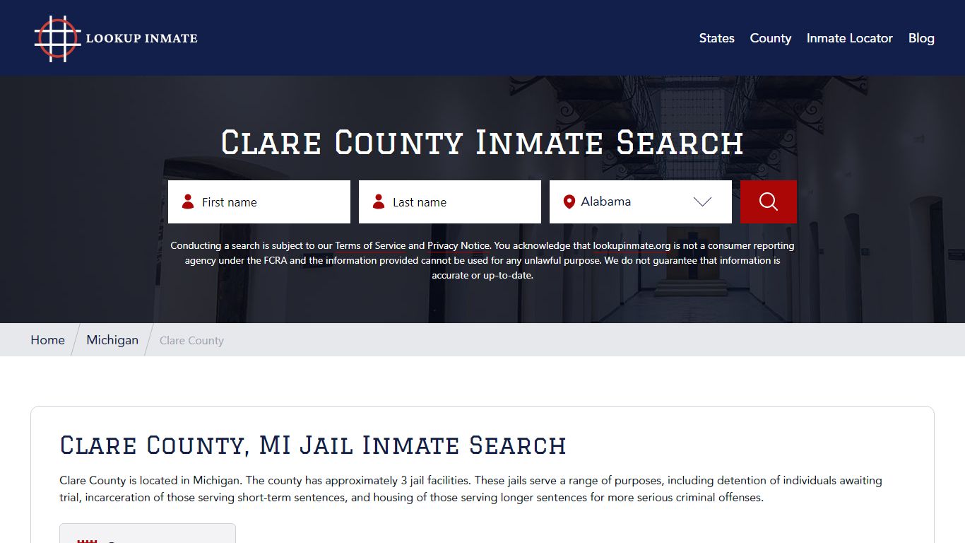 Clare County Inmate Search - Lookup Inmate